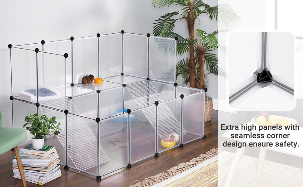 SONGMICS Tarc pentru animale mici rozatoare, din plastic, modulara DIY, 143x108x92cm, alb