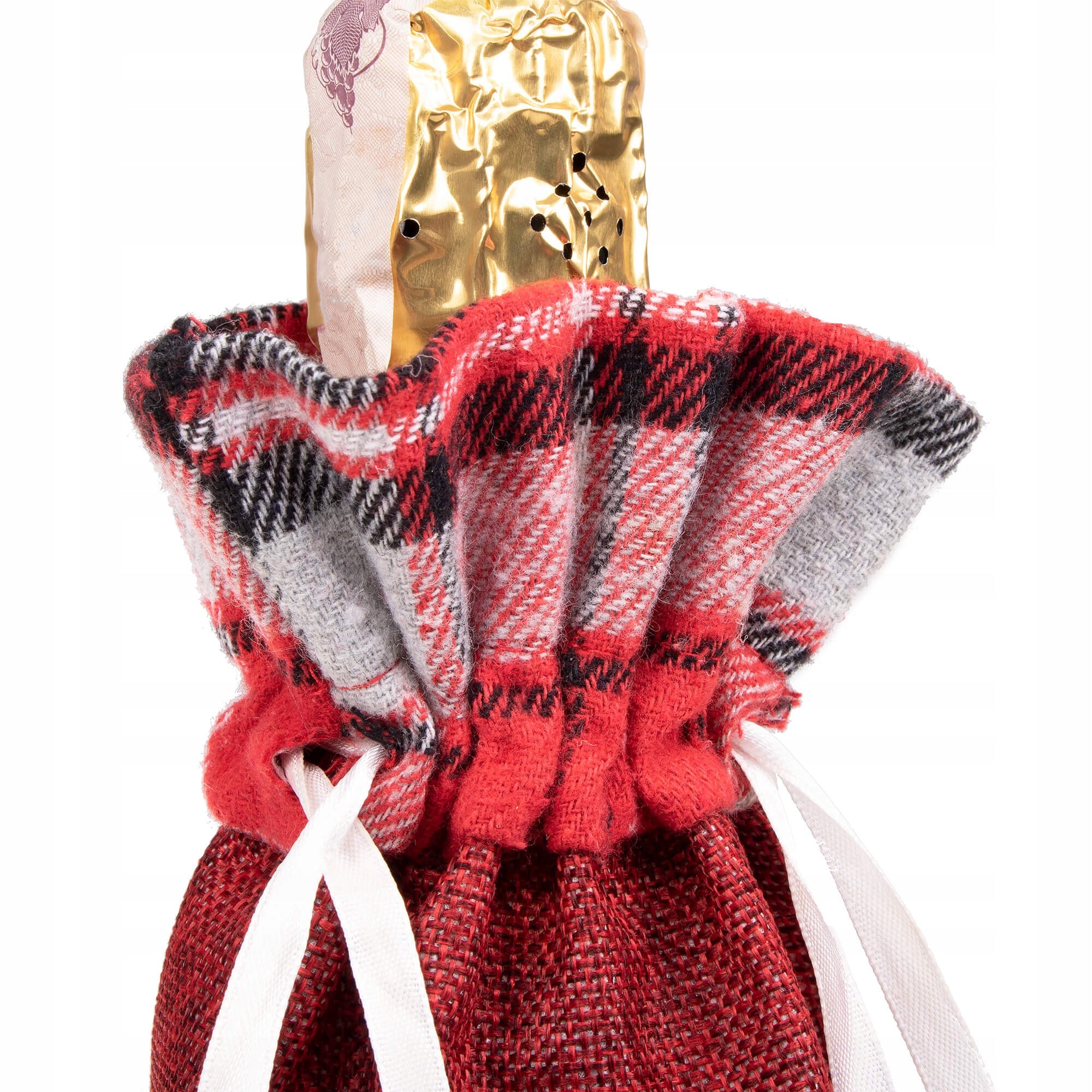 (DL) Decoratiune Craciun, husa model gnom pentru sticle, 29cm, rosu