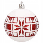 Set globuri de Craciun cu modele de sarbatori, 30 bucati, 5cm, alb rosu