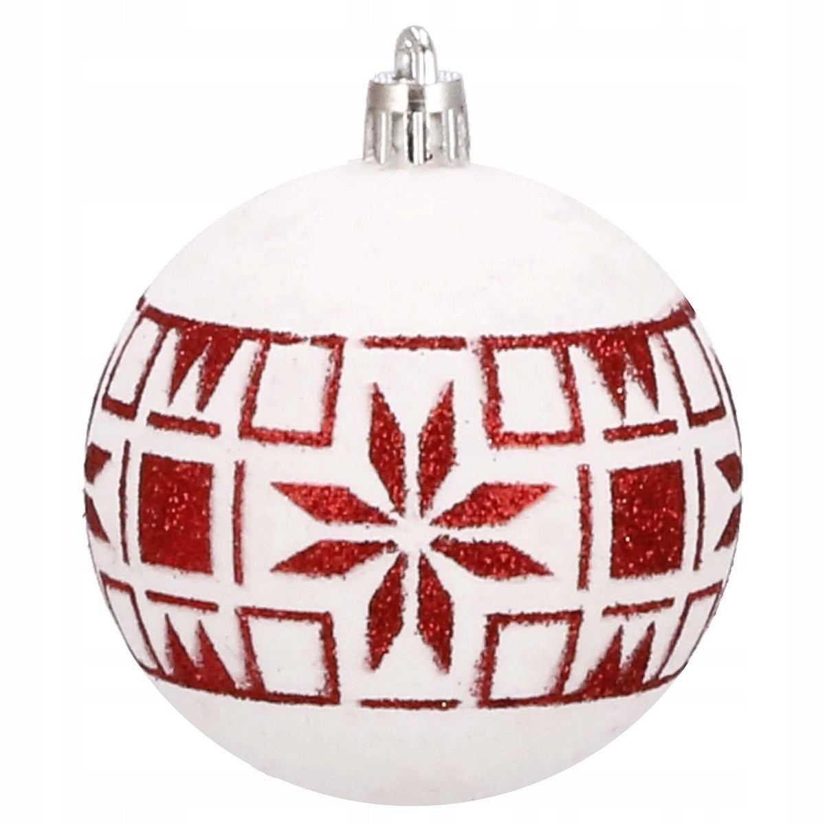 Set globuri de Craciun cu modele de sarbatori, 30 bucati, 7cm, alb rosu