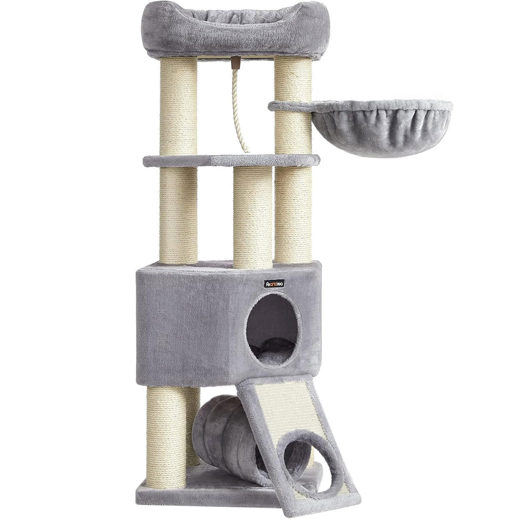 FEANDREA Ansamblu de joaca pisici, tip copac, pentru pisici de dimensiuni mari, 50x50x141 cm, gri
