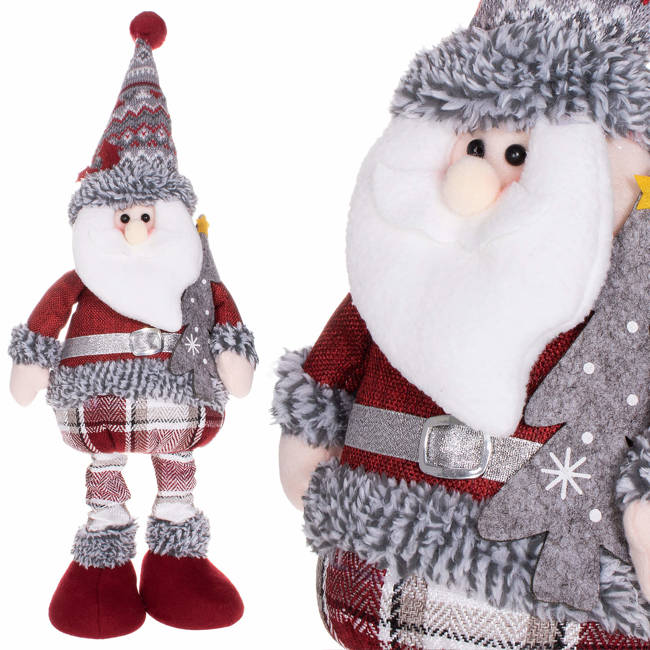 Figurina Craciun, Mos Craciun, picioare telescopice, inaltime extensibila 57-80cm