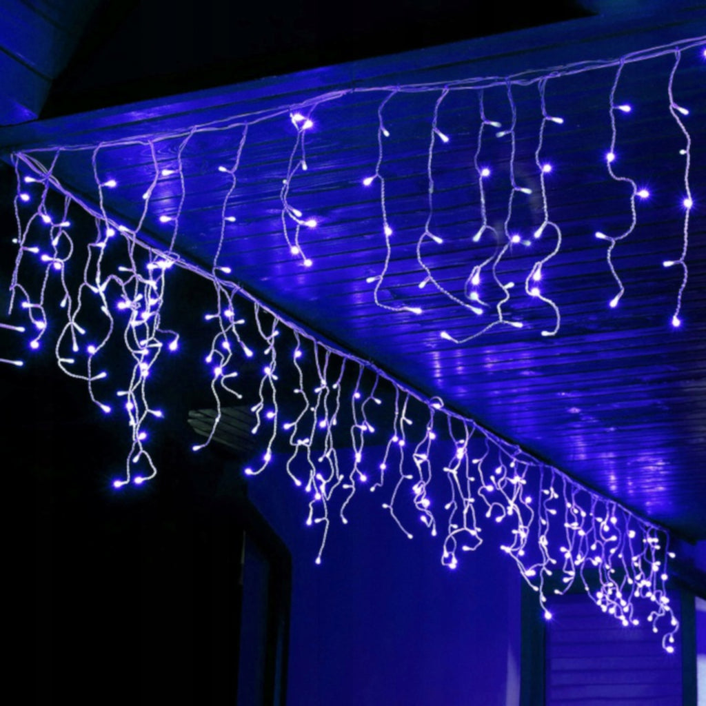 Ghirlanda luminoasa tip perdea 300 LED-uri, 12m, pentru interior/exterior, iluminare albastra