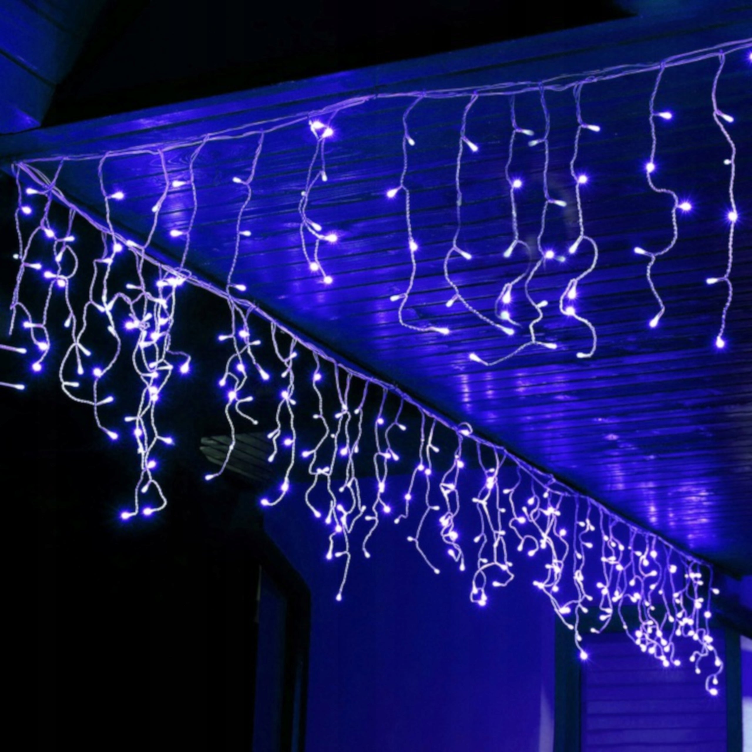 Ghirlanda luminoasa tip perdea 300 LED-uri, 12m, pentru interior/exterior, iluminare albastra