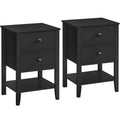 VASAGLE Set de 2 noptiere din bambus, cu 2 sertare, 35x40x60 cm, negru