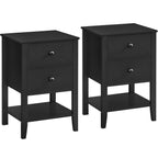 VASAGLE Set de 2 noptiere din bambus, cu 2 sertare, 35x40x60 cm, negru