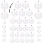 Set globuri de Craciun, 37 bucati, 3-8cm, alb perla
