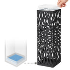 SONGMICS Suport metalic pentru umbrele, cu carlige si tava de picurare, 16x16x49cm, negru