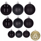 Set globuri de Craciun, 100 bucati, 3-6cm, negru auriu