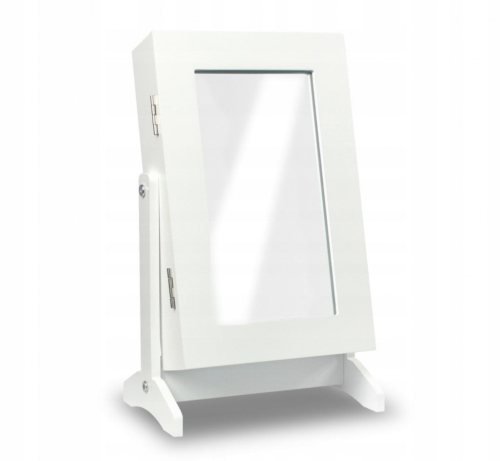 Dulapior de toaleta cu oglinda si spatiu de depozitare bijuterii, 21x36x15cm, alb