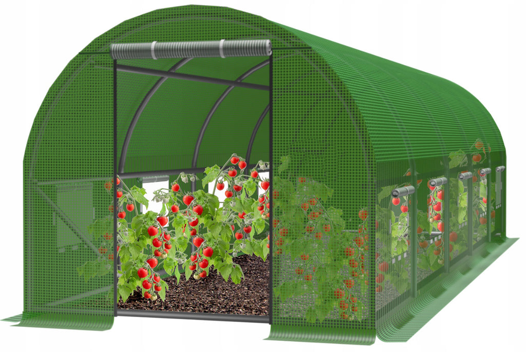 Sera de gradina, tip tunel cu cadru metalic, 300x800cm, verde, 24mp