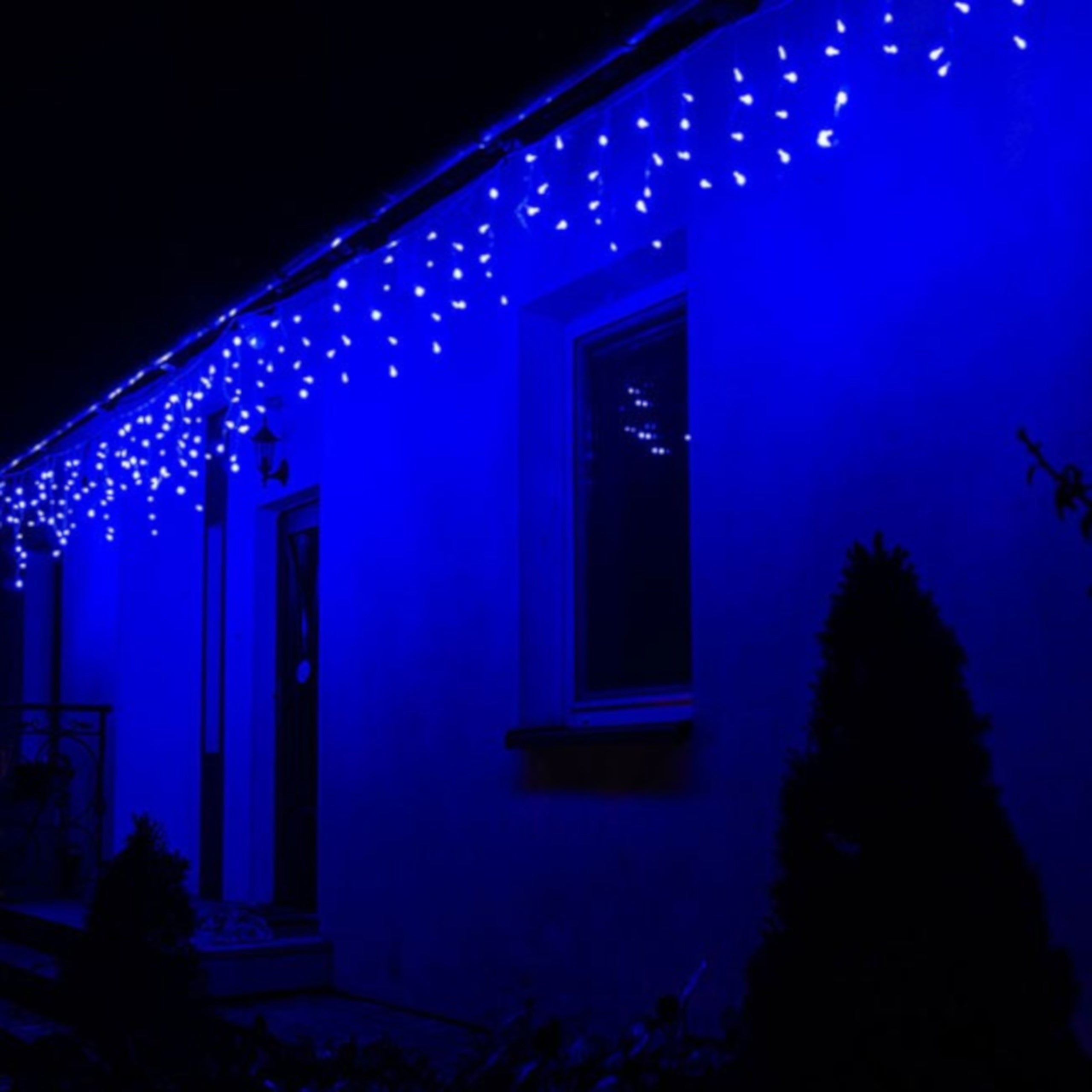 Ghirlanda luminoasa tip perdea 300 LED-uri, 12m, pentru interior/exterior, iluminare albastra