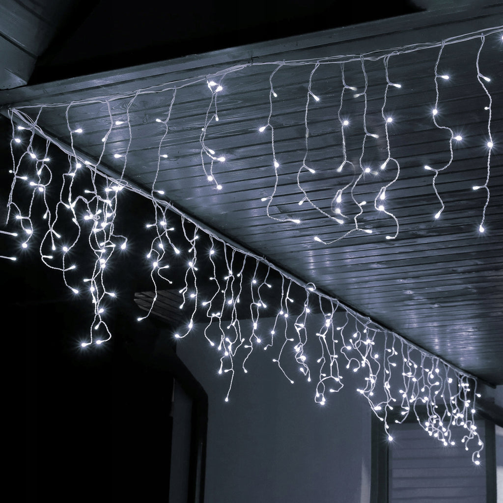 Ghirlanda luminoasa tip perdea 500 LED-uri, 20m, pentru interior/exterior, iluminare alb, cu telecomanda