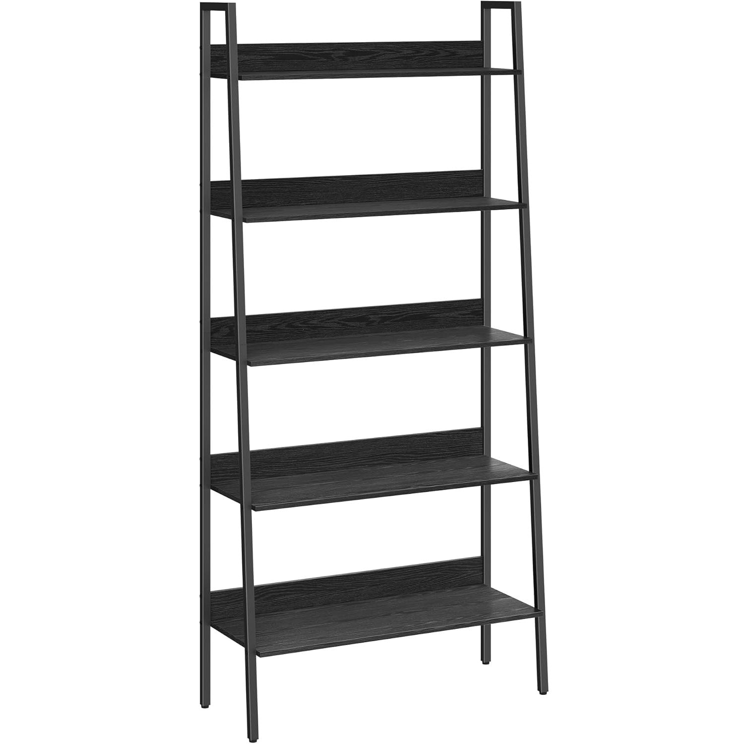 VASAGLE Biblioteca tip scara, cadru otel cu 5 polite, stil industrial, 80x30x170 cm, negru