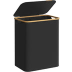 SONGMICS Cos de rufe textil, pliabil, cu 2 compartimente detasabile, 130L, 52x39x71 cm, negru