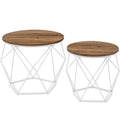 VASAGLE Set de 2 mese de cafea rotunde, cadru otel si blat detasabil, 40cm si 50cm, alb si maro