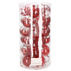 Set globuri de Craciun Inedit, 30 bucati, 7cm, transparente si rosu
