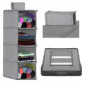 Organizator dulap , 4 compartimente, textil, 80cm, gri
