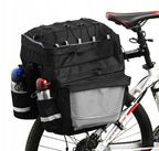 Geanta portbagaj bicicleta dubla, 8 buzunare laterale, 39x34x43cm, negru cu elemente reflectorizante gri, protectie impermeabila