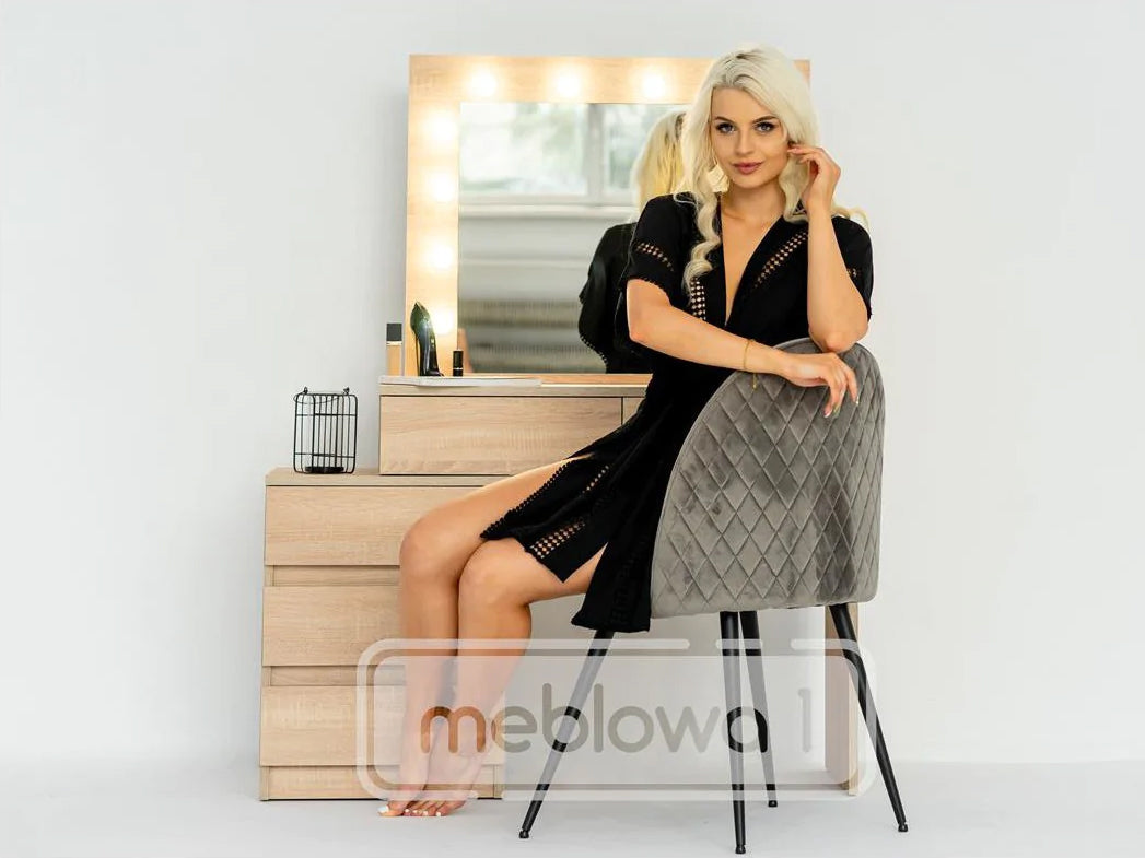 Masa de toaleta si machiaj Adele cu 5 sertare si oglinda 12 LED, 113x47x142 cm, sonoma