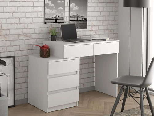Birou compact Gamma T1 cu 5 sertare, 90x47x78 cm, montaj stanga/dreapta