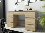 Birou cu 7 sertare Beta 4 120x43x75 cm, design minimalist, sonoma