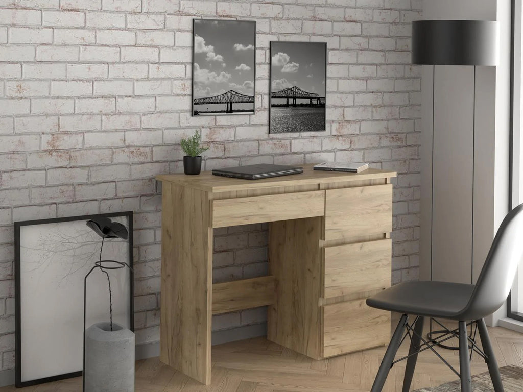 Birou calculator Beta 3 cu 4 sertare, 94x43x75 cm, finisaj craft