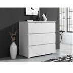 Comoda cu 3 sertare NEO 80, 80x40x80 cm, finisaj alb mat