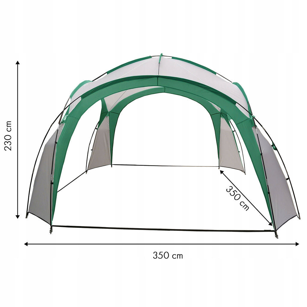 Pavilion gradina 350x350x230 cm, structura fibra de sticla, acoperis poliester impermeabil, verde cu alb