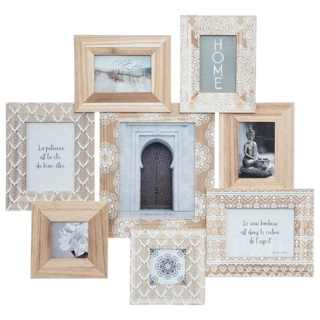 Rama foto Atmosphera Emile cu 8 cadre din lemn, 76x73 cm, bej