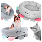 Pat pentru caini, cu margini groase ridicate, antiderapant, model meduza, 70x70x20 cm, gri