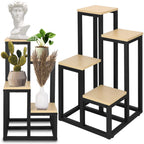 Stand pentru flori, cadru metalic, 4 etajere, 34x34x68 cm, bej