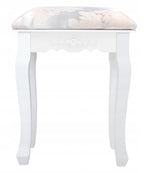 Taburet tapitat pentru masa de toaleta, picioare din lemn masiv, 38x28x45 cm