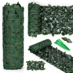 Gard artificial decorativ 50x500 cm, frunze ornamentale, protectie UV si intemperii, plastic PVC, verde inchis