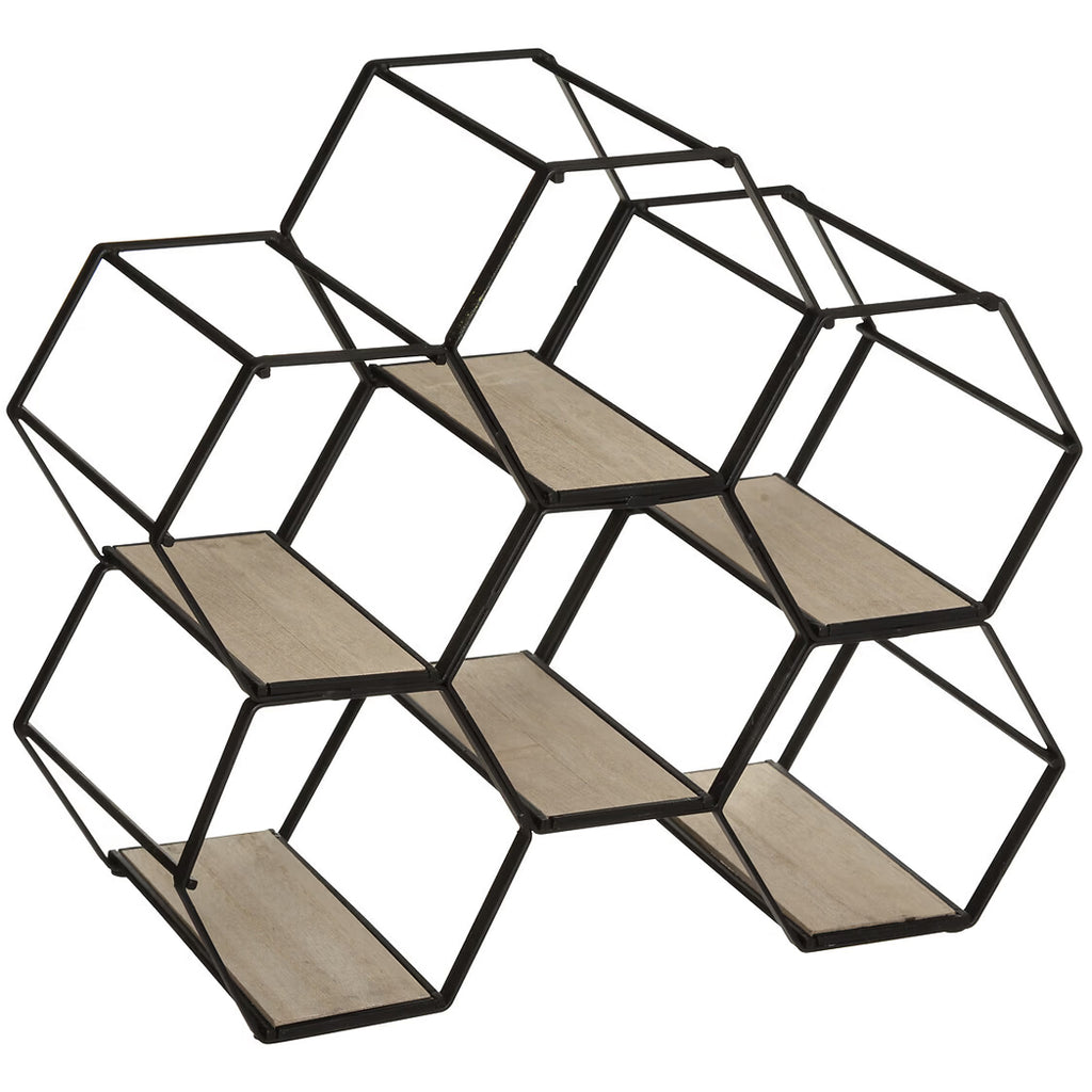 Suport sticle Atmosphera Arty pentru 6 sticle, structura metalica si MDF, 26x15x30 cm, negru