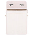 Cos de rufe din bambus cu capac, 2 compartimente, sac detasabil, volum 100L, 54x35x60cm, alb