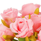 Buchet de flori artificiale din poliester, 12 fire trandafiri, 26cm, roz