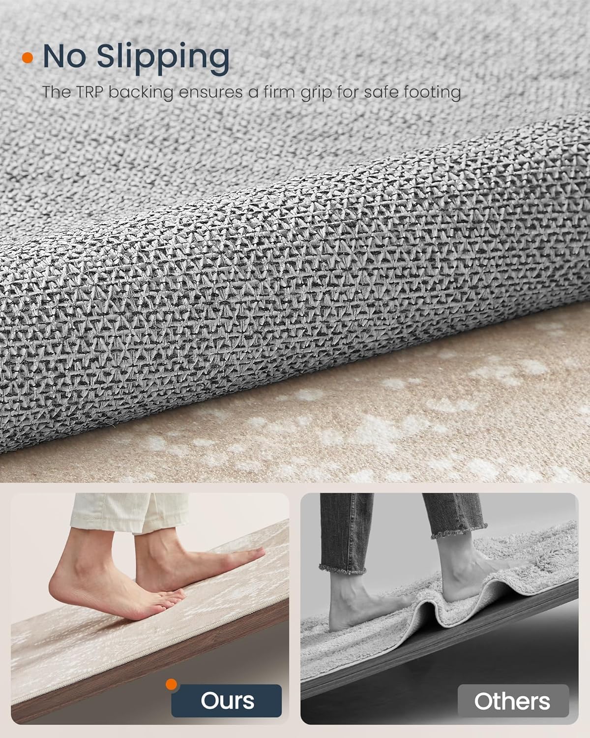 SONGMICS Covor decorativ antiderapant, stil boho, lavabil la masina, 80×150 cm, bej cappuccino