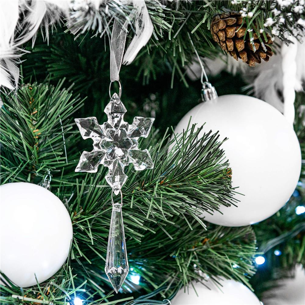 Set globuri de Craciun, 20 bucati, 3 modele, 4cm, alb