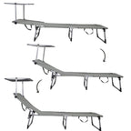 Sezlong pliabil cu parasolar, 188x57x38cm, sarcina 120kg, gri
