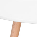 Masa de cafea, ovala, diametru 50 cm, inaltime 48 cm, Blat MDF, Picioare lemn, Alb