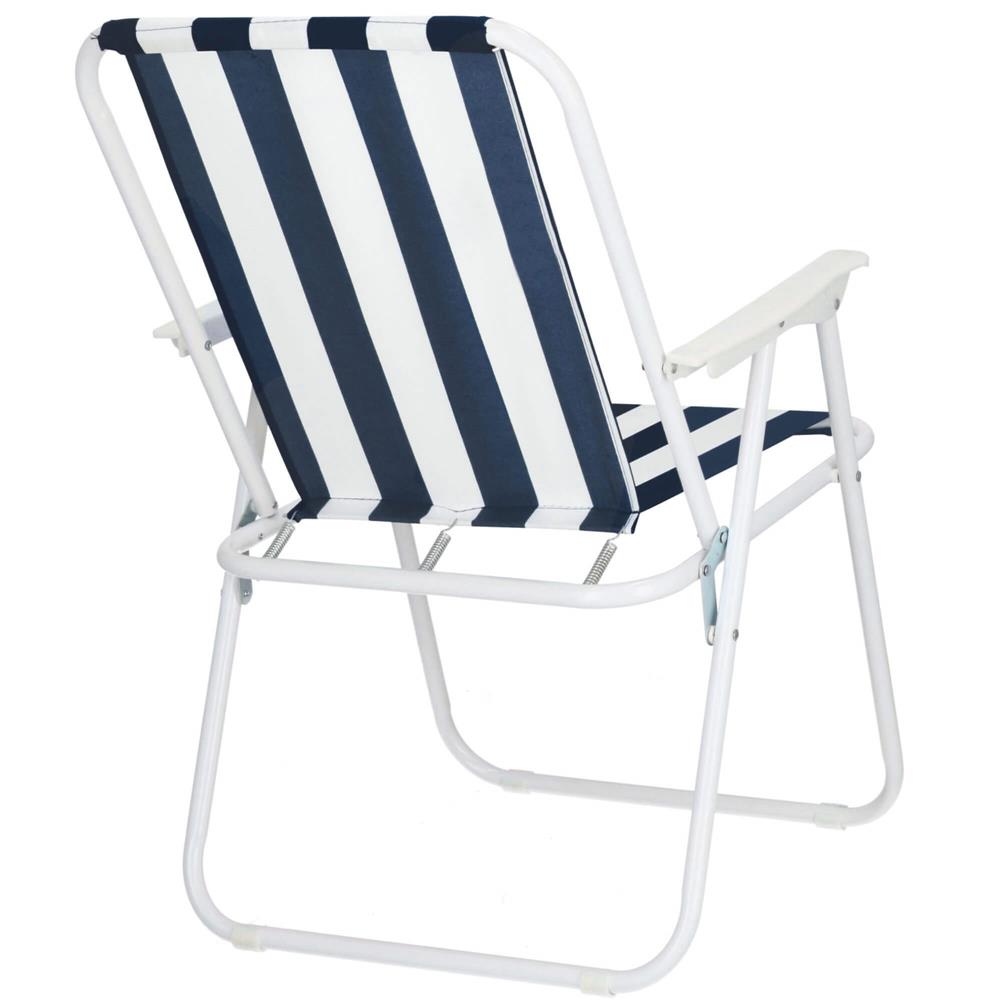 Scaun de plaja  GC050, pliabil, 100kg, 52x74cm, alb albastru