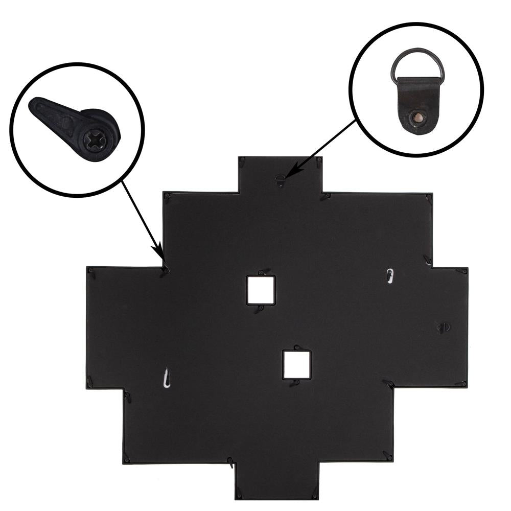 Rama foto de perete, colaj de 10 fotografii, 48x53cm, negru