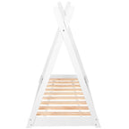 Pat din lemn pentru copii, model TeePee, somiera inclusa, 61x146x130 cm, alb