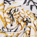 Husa pentru scaun, marime universala, poliester si spandex, 38x70cm, alb, gri si galben