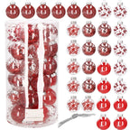 Set globuri de Craciun Inedit, 30 bucati, 7cm, transparente si rosu
