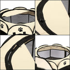 Tarc pliabil pentru animale de companie, diametru 91cm, gri crem