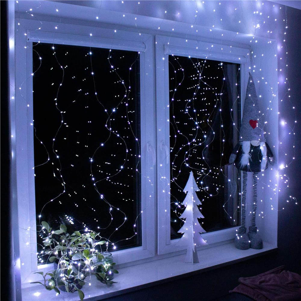 Ghirlanda luminoasa tip perdea 300 LED-uri, 3x3m, pentru interior, alimentare USB, alb
