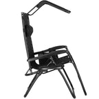 Sezlong pliabil  GC3, Relax Zero Gravity cu parasolar, 175cm, negru