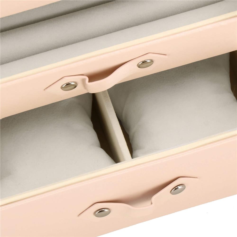 (DL) Cutie depozitare si organizare bijuterii, piele ecologica + velur, 26 x 22 x 18 cm, roz